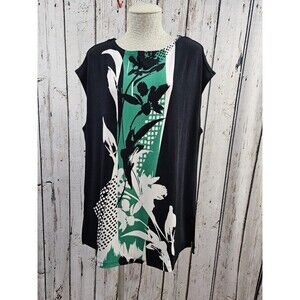Womens 3 16/18 Chico's Travelers Floral Abstract Cap Sleeve Tunic Top NWT NEW‎